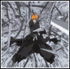 Ichigo deflects with his bankai avatar
